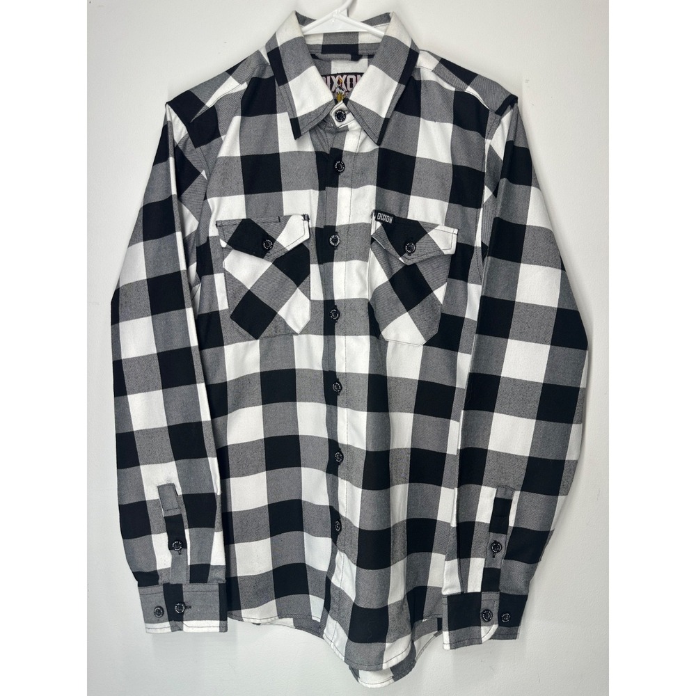 Dixxon Flannel The Gringo Plaid Shirt Black White Long‎ Sleeve - Medium